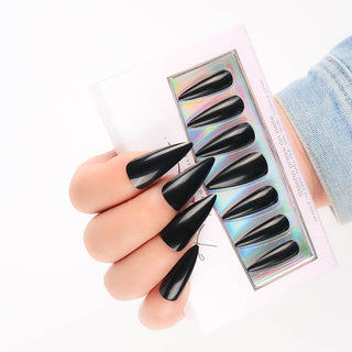 Black Red Bottoms Extra Long Stiletto Press On Nails