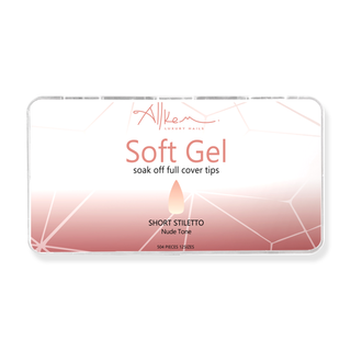 Allkem Short Stiletto 504 Pcs | Nude Tone Soft Gel Nails