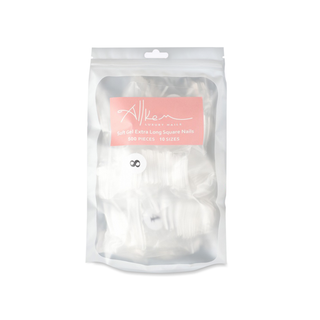 Allkem Extra Long Square 500 Pcs | Clear Soft Gel Nails Refill Bag