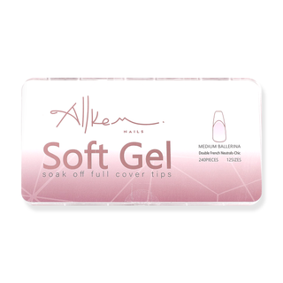 Allkem Double French Medium Long Ballerina 240 Pcs | Neutrals - Chic Soft Gel Nail Tips