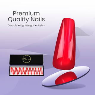 Hot Red Extra Long Ballerina Press On Nails