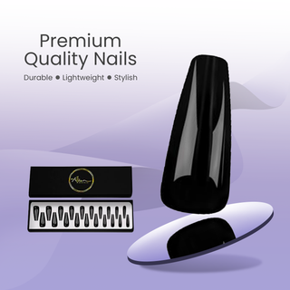 Black Gloss Extra Long Ballerina Press on Nails