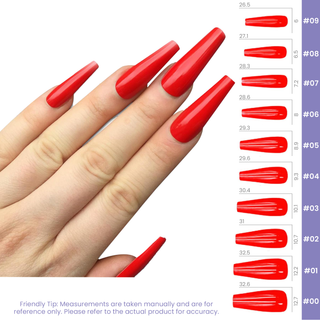 Hot Red Extra Long Ballerina Press On Nails