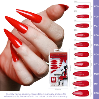 Hot Red Extra Long Sculpted Stiletto Press On Nails
