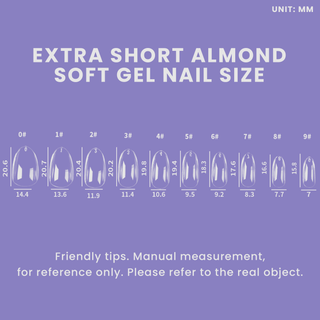 Allkem Extra Short Almond 504 Pcs | Clear Soft Gel Nails