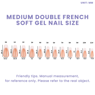 Allkem Double French Medium Long Ballerina 360 Pcs | Neutrals - Bold Soft Gel Nail Tips