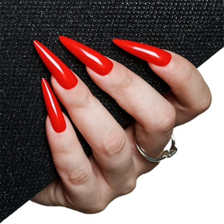 Hot Red Extra Long Sculpted Stiletto Press On Nails