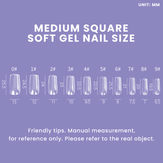 Allkem Medium Long Square 500 Pcs | Clear Soft Gel Nails