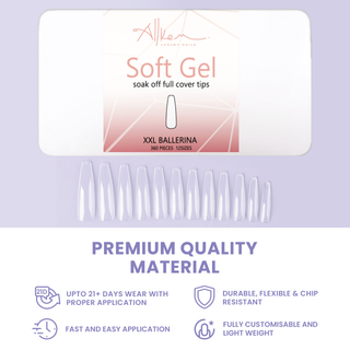 Allkem XXL Ballerina 360 Pcs | Clear Soft Gel Nails