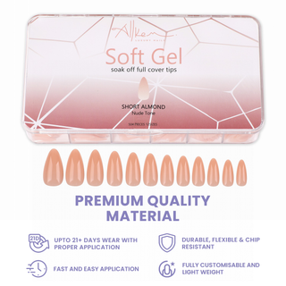 Allkem Short Almond 504 Pcs | Nude Tone Soft Gel Nails