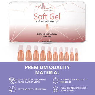 Allkem French XL Ballerina 364 Pcs | Nude Tone Soft Gel Nails