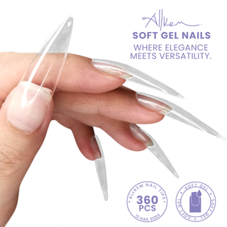Allkem XXL Stiletto 504 Pcs | Clear Soft Gel Nails Refill Bag