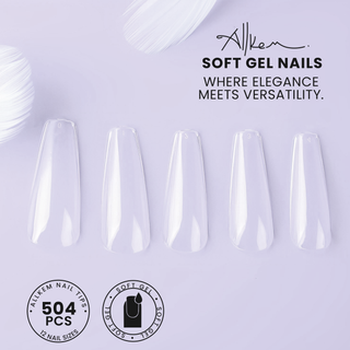 Allkem Extra Long Ballerina 520 Pcs | Clear Soft Gel Nails