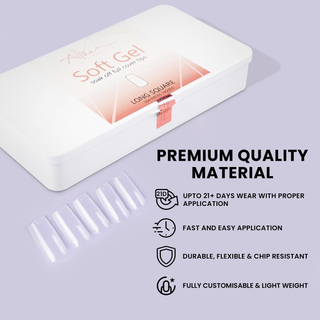 Allkem Medium Long Square 500 Pcs | Clear Soft Gel Nails