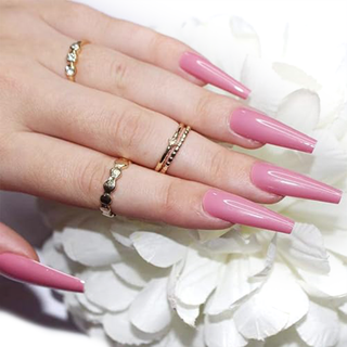 Rose Pink Extra Long Ballerina Press On Nails