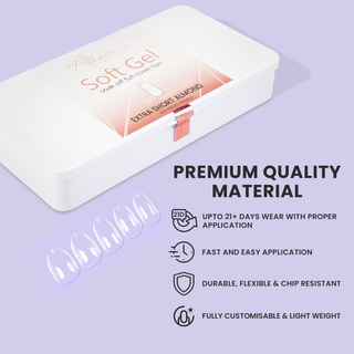 Allkem Extra Short Almond 504 Pcs | Clear Soft Gel Nails