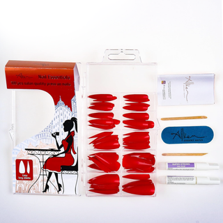 Hot Red Extra Long Sculpted Stiletto Press On Nails