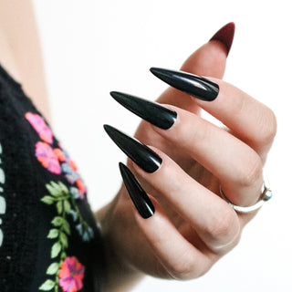 Black Red Bottoms Extra Long Stiletto Press On Nails