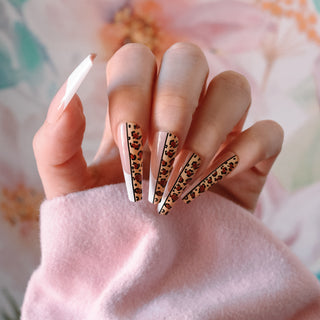 Leopard Print French Extra Long Ballerina Press On Nails