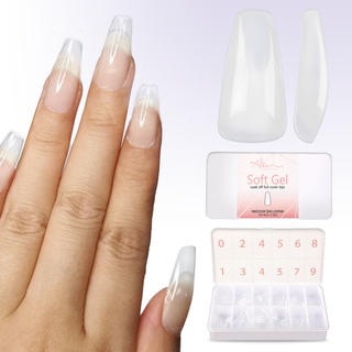 Allkem Medium Ballerina 504 Pcs | Clear soft Gel Nails