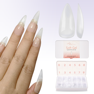 Allkem Extra Long Stiletto 500 Pcs | Clear Soft Gel Nails