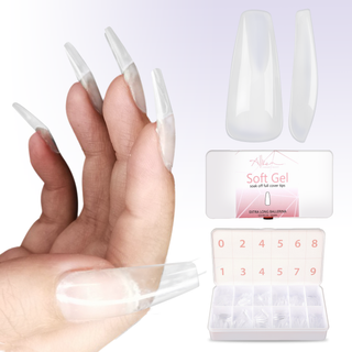 Allkem Extra Long Ballerina 520 Pcs | Clear Soft Gel Nails