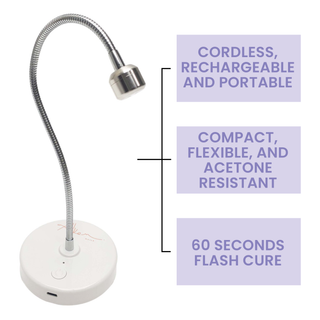 Flash Cure Portable Gooseneck UV LED Nail Lamp for Gel Nail Polish - Silver