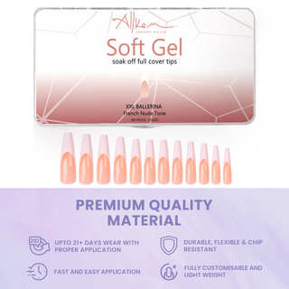 Allkem French XXL Ballerina 360 Pcs | Nude Tone Soft Gel Nails