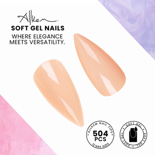 Allkem Short Stiletto 504 Pcs | Nude Tone Soft Gel Nails