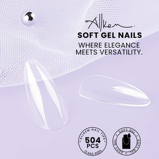 Allkem Short Stiletto 504 Pcs | Clear Soft Gel Nails