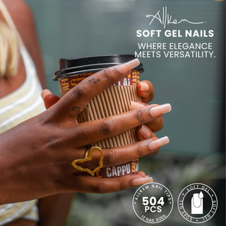 Allkem Medium Long Square 504 Pcs | Nude Tone Soft Gel Nail Tips