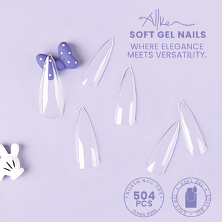 Allkem Extra Long Stiletto 500 Pcs | Clear Soft Gel Nails