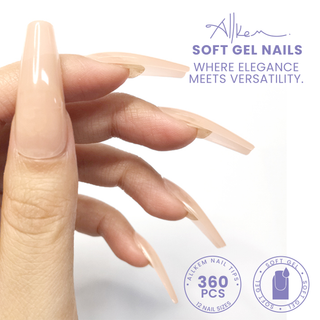 Allkem Extra Long Ballerina 520 Pcs | Nude Tone Soft Gel Nails