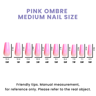Pink Ombre Medium Long Ballerina Press On Nails