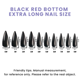 Black Red Bottoms Extra Long Stiletto Press On Nails