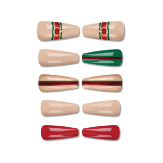 Bee Stripe Long Extra Long Ballerina Press on Nails