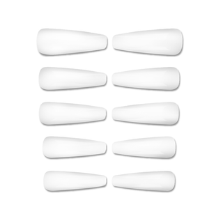 White XXL Long Coffin Press On Nails