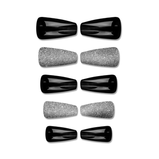 Midnight Glow Medium Long Ballerina Press On Nails