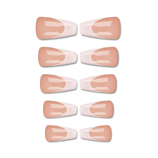 French Manicure Medium Long Ballerina Press On Nails