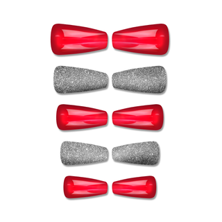 Daring Red Medium Long Ballerina Press On Nails