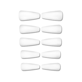 White Extra Long Coffin Press On Nails
