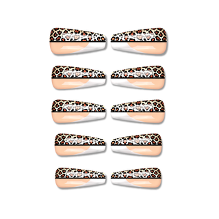 Leopard Print French Extra Long Ballerina Press On Nails