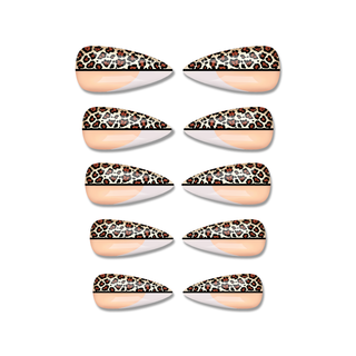 Leopard Print French Extra Long Stiletto Press On Nails