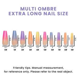 Multi Ombre Extra Long Ballerina Press On Nails