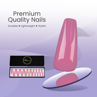 Rose Pink Glam Extra Long Ballerina Press On Nail