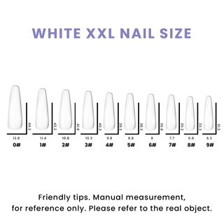 White XXL Long Coffin Press On Nails