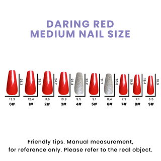 Daring Red Medium Long Ballerina Press On Nails