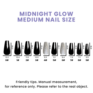 Midnight Glow Medium Long Ballerina Press On Nails