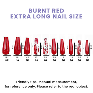 Burnt Red Extra Long Ballerina Press On Nails