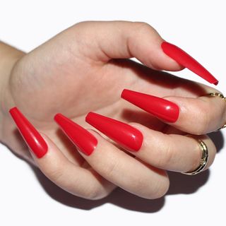 Hot Red Extra Long Ballerina Press On Nails